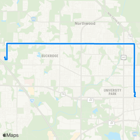 RTS Blount Center To Santa Fe College map