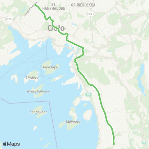 Ruter Ljabru - Majorstuen map