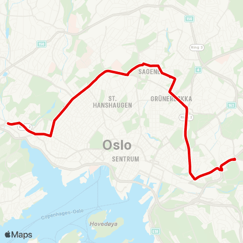 Ruter Skøyen - Galgeberg map