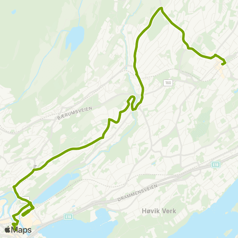 Ruter Bekkestua - Sandvika storsenter map