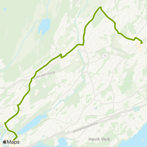 Ruter Sandvika - Bekkestua map