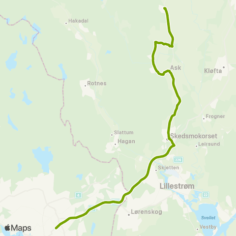 Ruter Eltonåsen - Oslo Ekspress map