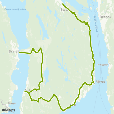 Ruter Verket - Åsheim - Holmsbu - Tofte - Sætre map