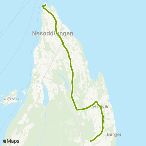Ruter Hellvik - Nesoddtangen map