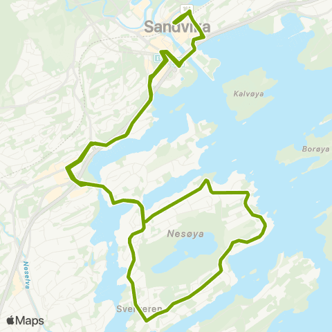 Ruter Sandvika - Nesøya - Sandvika map
