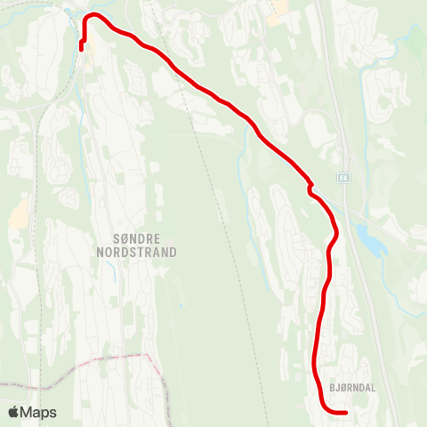 Ruter Hauketo stasjon - Bjørndal map