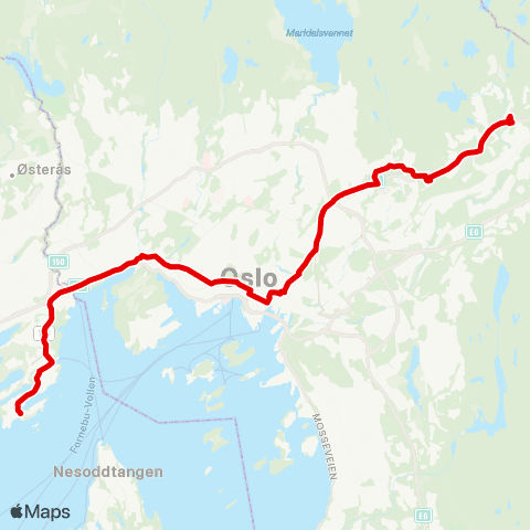 Ruter Snarøya - Fornebu - Tonsenhagen - Grorud map
