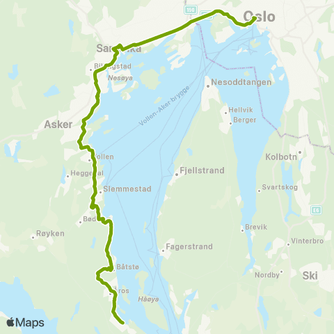 Ruter Nationaltheatretl - Sandvika - Slemmestad - Sætre map