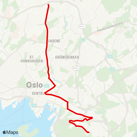 Ruter Tåsen - Ekeberg hageby map