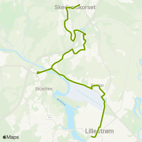 Ruter Skedsmokorset - Olavsgaard - Lillestrøm map