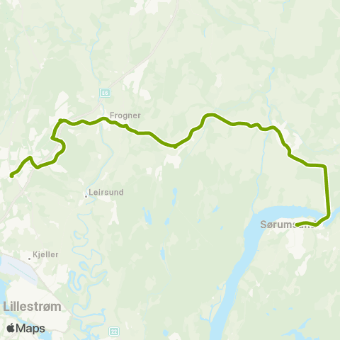 Ruter Sørumsand - Frogner - Skedsmokorset map