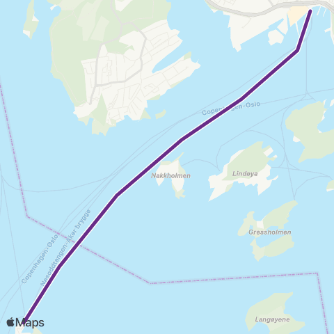 Ruter Nesoddtangen - Aker brygge map