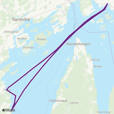 Ruter Slemmestad - Aker brygge map