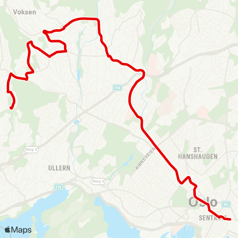 Ruter Jernbanetorget - Ullerntoppen map