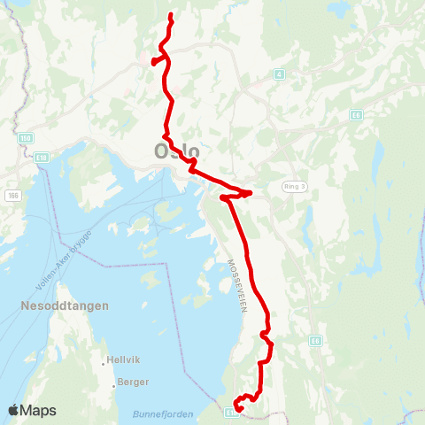 Ruter Kringsjå - Åsbråten map