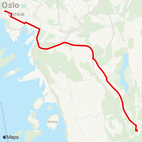 Ruter Nationaltheatret - Skullerud map