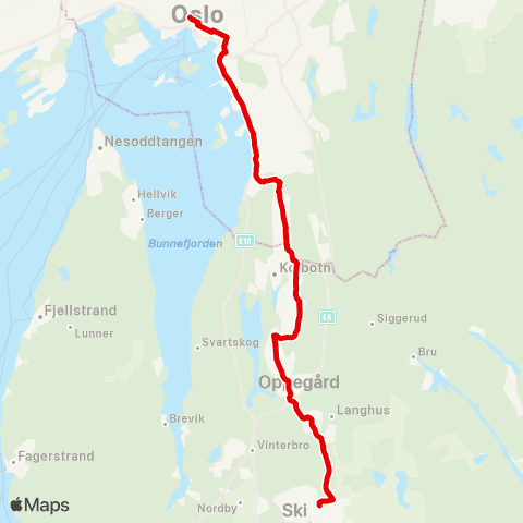 Ruter Nationaltheatret - Ski map