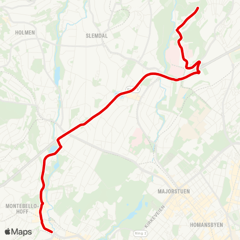 Ruter Øvre Sogn - Skøyen map