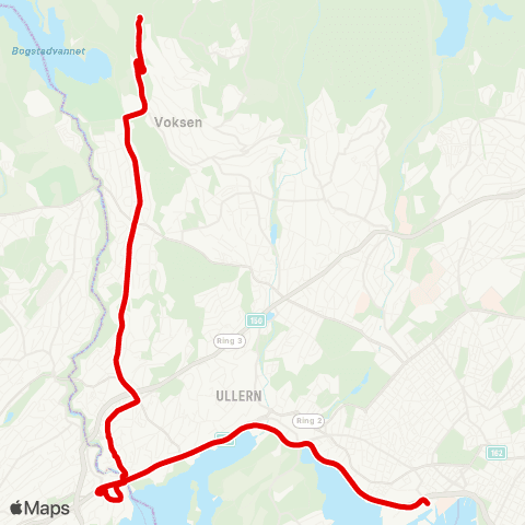 Ruter Voksen skog - Tjuvholmen map