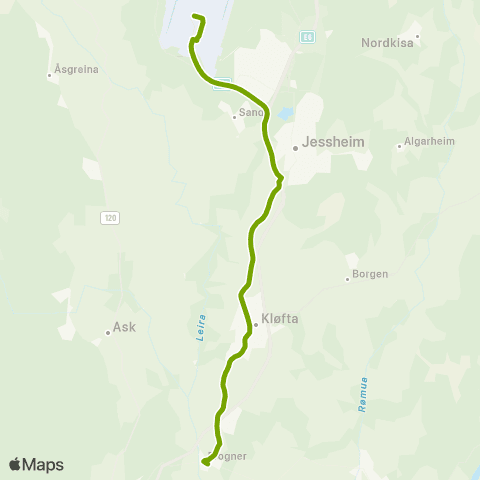 Ruter Kløfta – Oslo lufthavn map