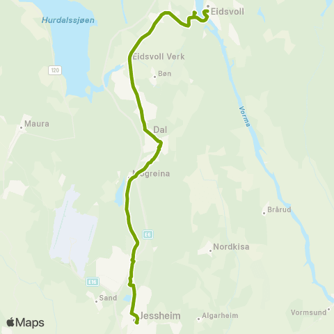 Ruter Eidsvoll - Jessheim map
