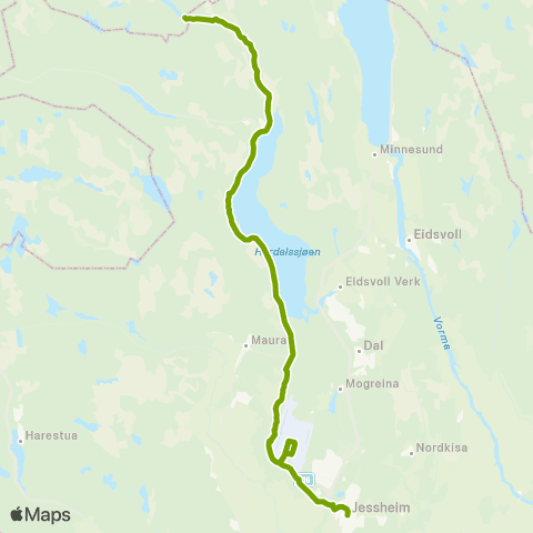 Ruter Hurdal - Jessheim / Nannestad map