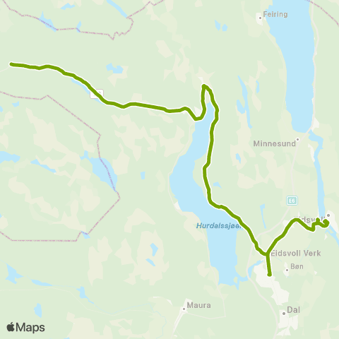 Ruter Bestilling Hurdal map