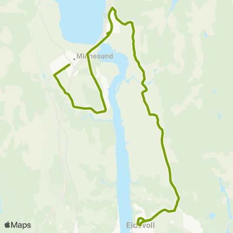 Ruter Langset - Eidsvoll via Østsidavegen map