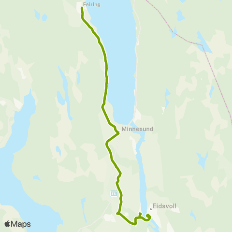 Ruter Bestilling Feiring - Minnesund - Eidsvoll map