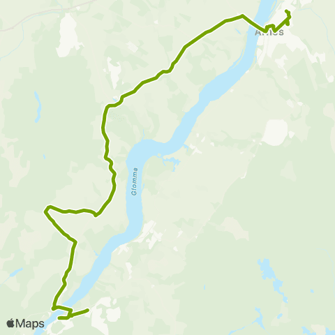 Ruter Rånåsfoss - Årnes map