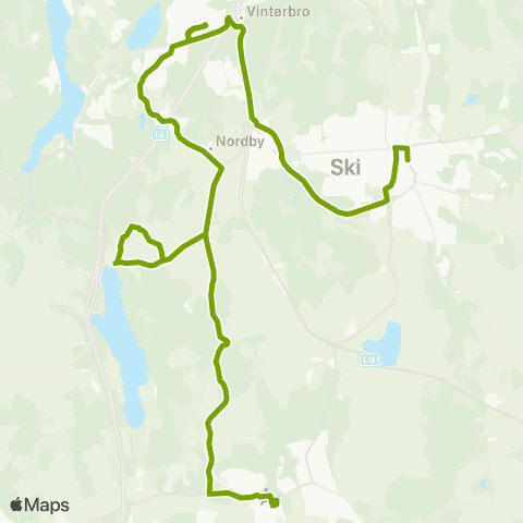 Ruter Ås - Vinterbro - Ski stasjon map