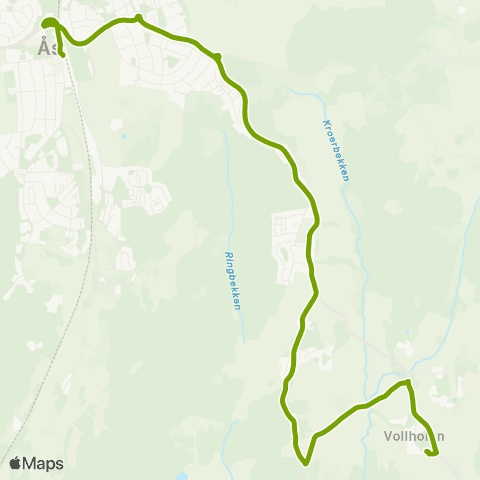 Ruter Kroer - Ås stasjon map