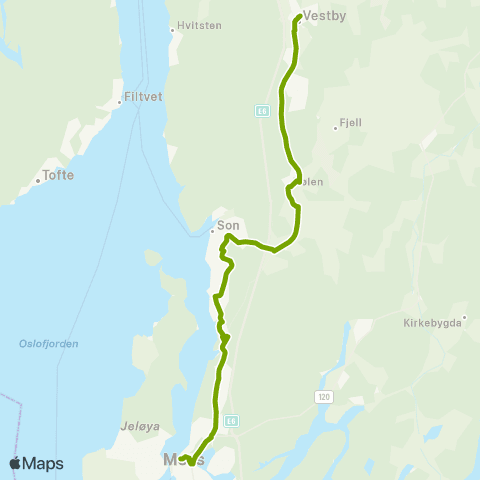 Ruter Moss - Son - Vestby stasjon map