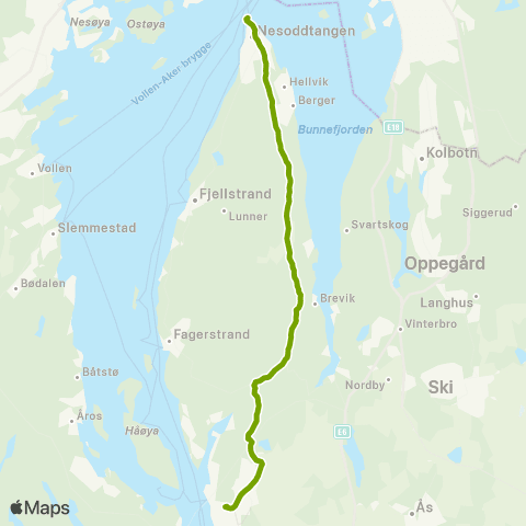 Ruter Drøbak - Nesoddtangen map
