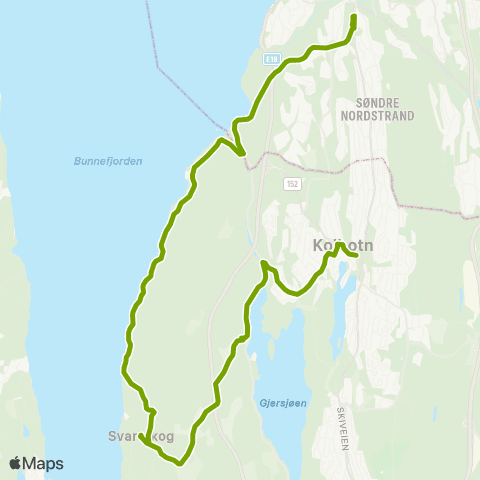 Ruter Kolbotn - Svartskog map