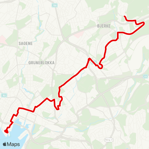 Ruter Vippetangen-Tonsenhagen map