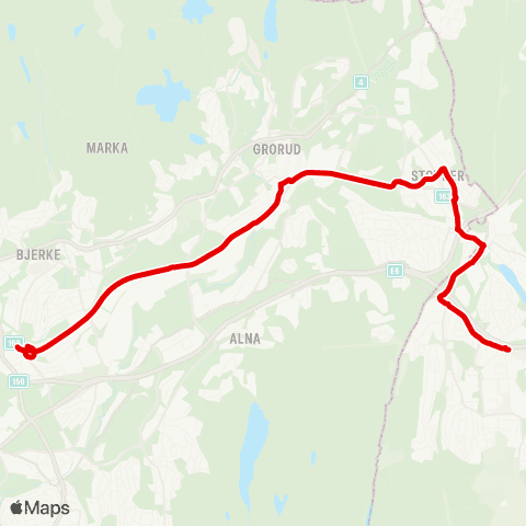 Ruter Økern-Lørenskog sentrum map