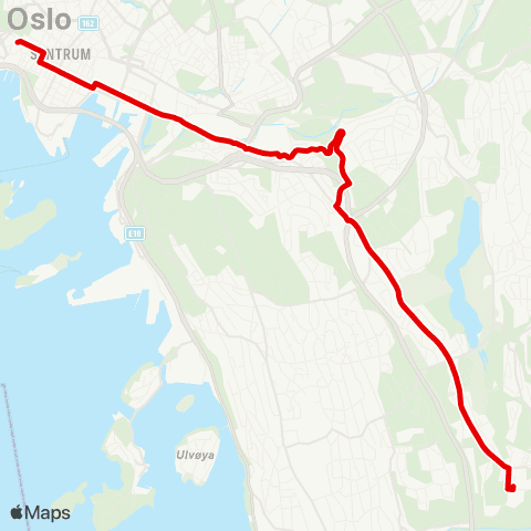 Ruter Nationaltheatret - Skullerud map