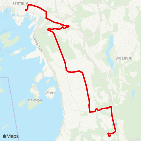 Ruter Jernbanetorget - Mortensrud T map