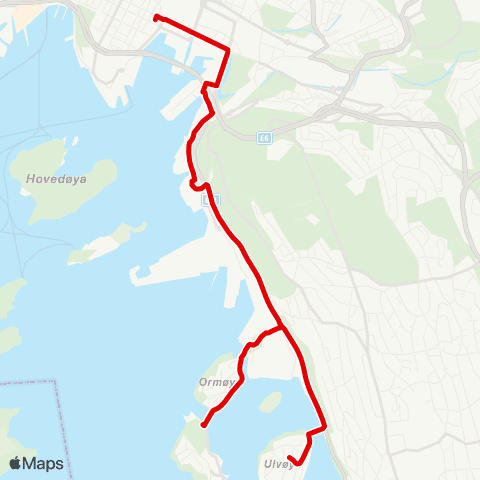 Ruter Jernbanetorget - Ulvøya map