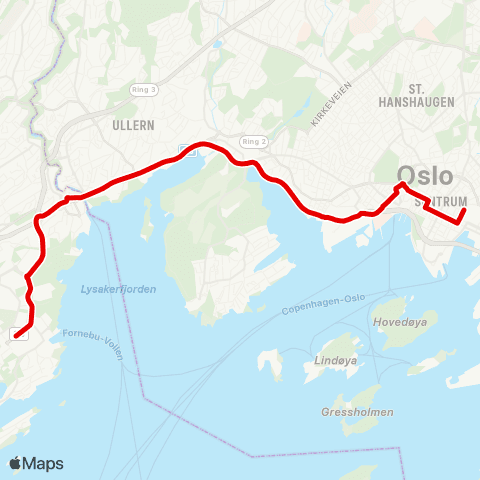 Ruter Fornebu - Jernbanetorget map