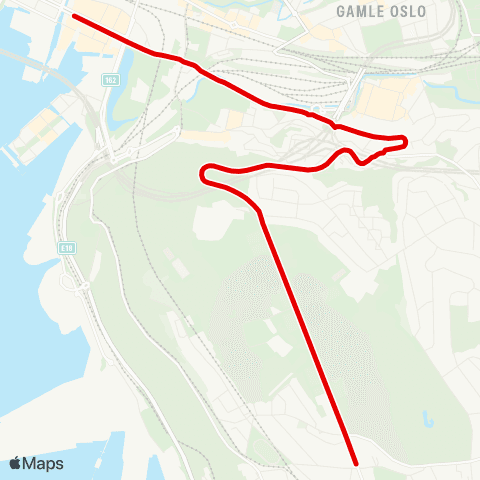 Ruter Bjørvika - Bekkelagshjemmet map