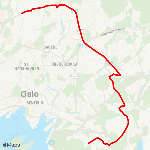 Ruter Tåsen - Simensbråten map