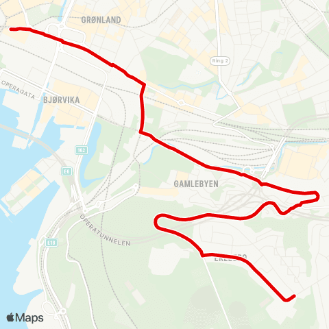 Ruter Jernbanetorget - Ekeberg map