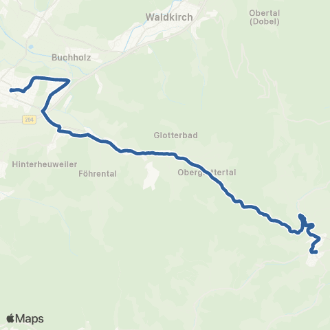 RVF St. Peter Zähringer Eck ↔︎ Denzlingen Bf map