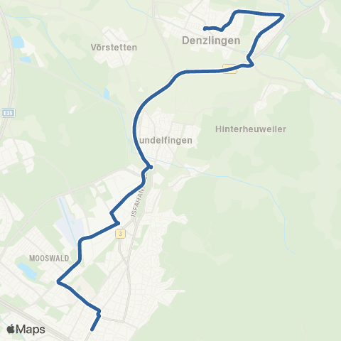 RVF Denzlingen Bf ↔︎ Gundelfinger str. (Freiburg) map