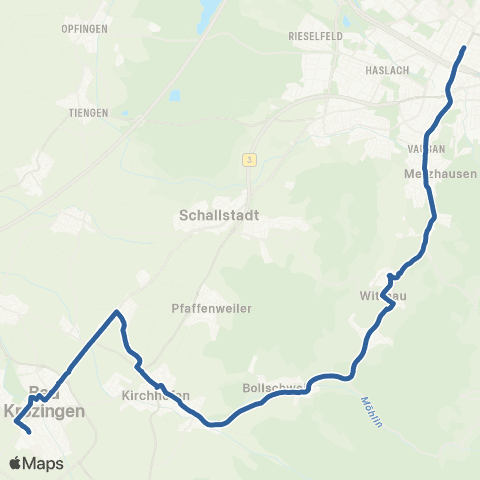 RVF Bad Krozingen Bf ↔︎ Freiburg Hbf map