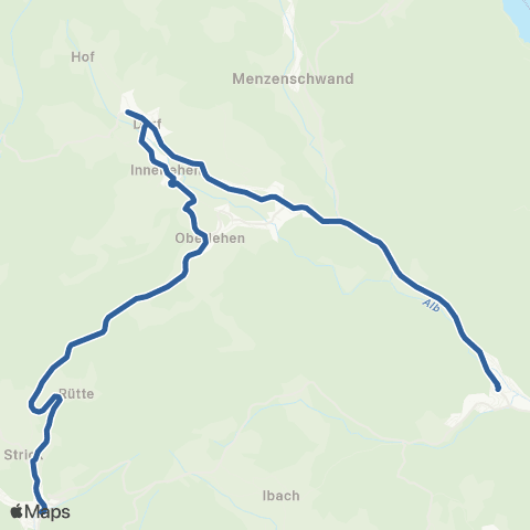 RVF Todtmoos Busbahnhof ↔︎ St. Blasien Busbahnhof map