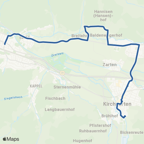 RVF Kirchzarten Bf ↔︎ Laßbergstr. (Freiburg) map