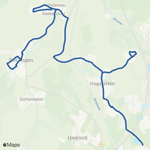 RVF Bötzingen Schubertstr. ↔︎ Moosweiher (Freiburg) map